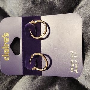Claires earrings 18kt Gold plated hoops $22 CAD retail NWT